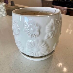 White Floral Ceramic Planter